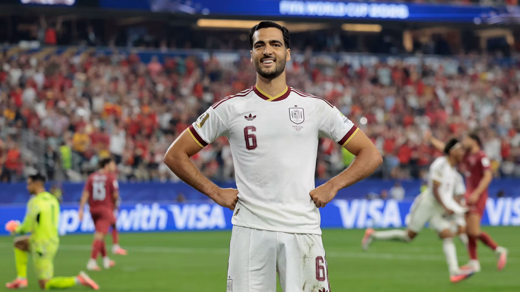 Mikel Merino celebra su gol contra Portugal.