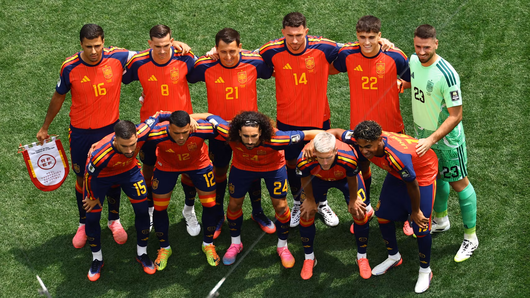 La selección española en el partido contra Bélgica.
