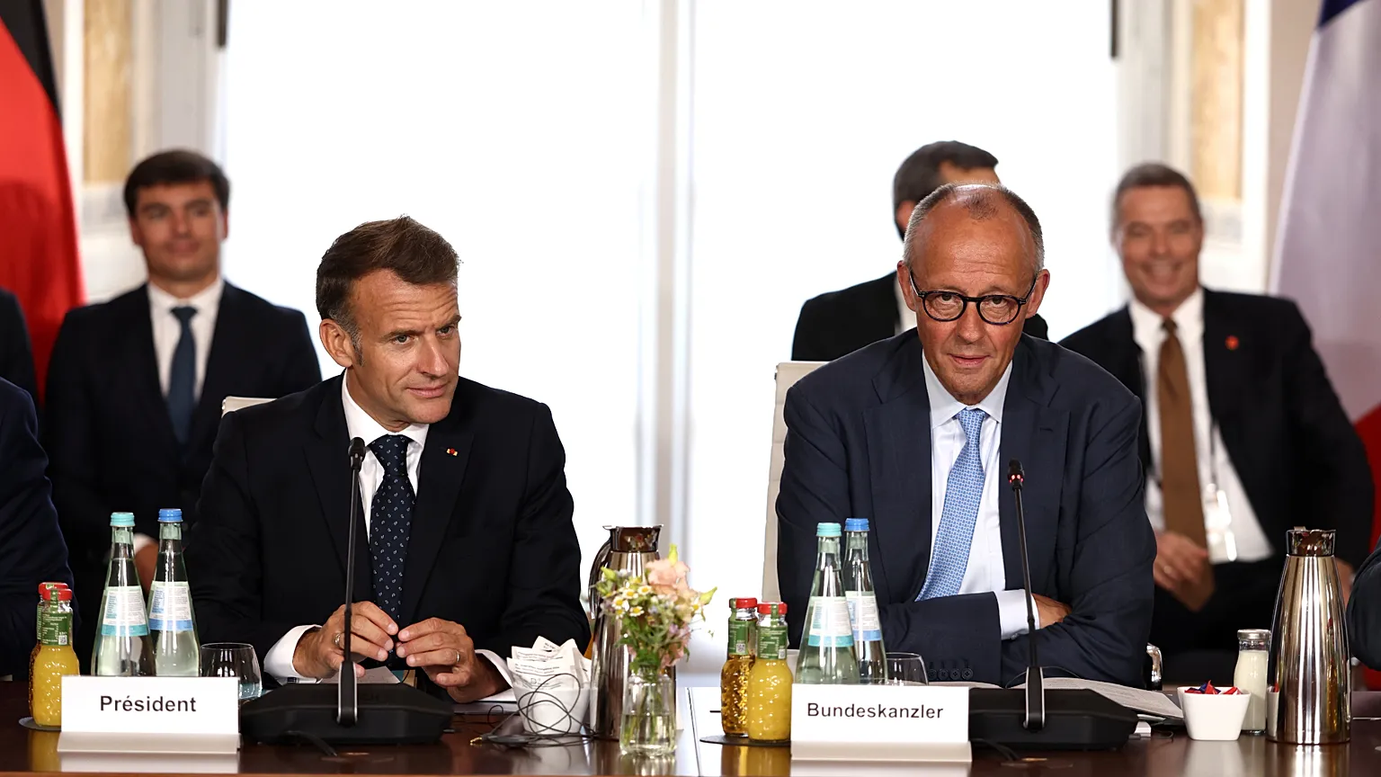 Emmanuel Macron and Friedrich Merz in Germany on 17 July 2026