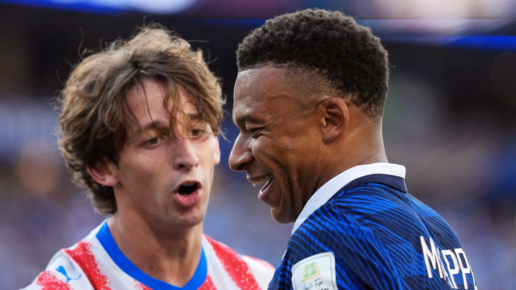 Mbappé, durante el partido contra Paraguay en el Mundial.