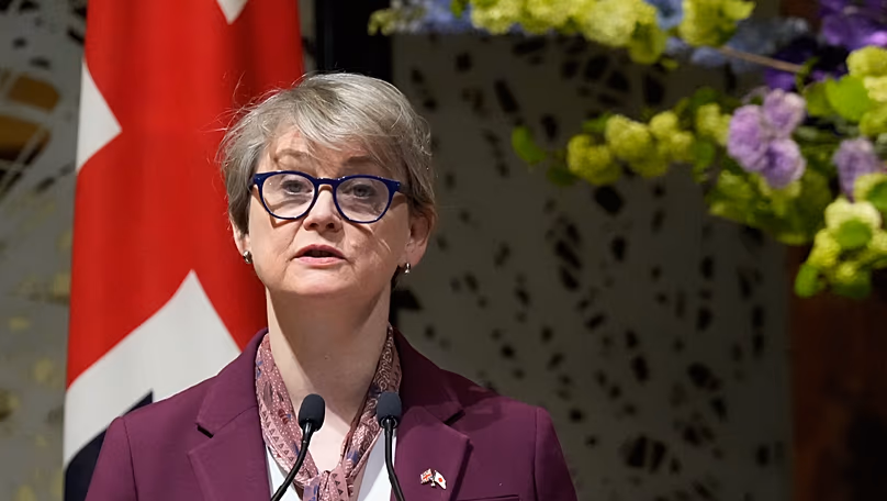 Britain's Foreign Secretary Yvette Cooper speaks during a news conference in Tokyo, 20 April, 2026