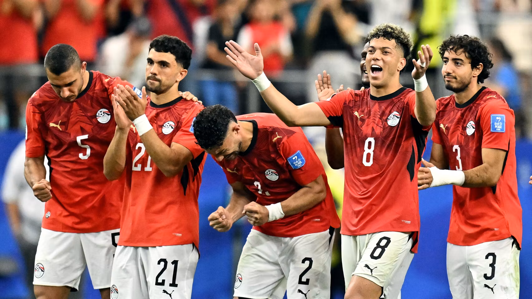Jugadores de Egipto celebrando en la tanda de penaltis.