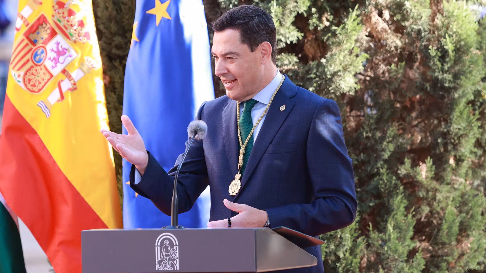 Juanma Moreno durante su discurso de este domingo.