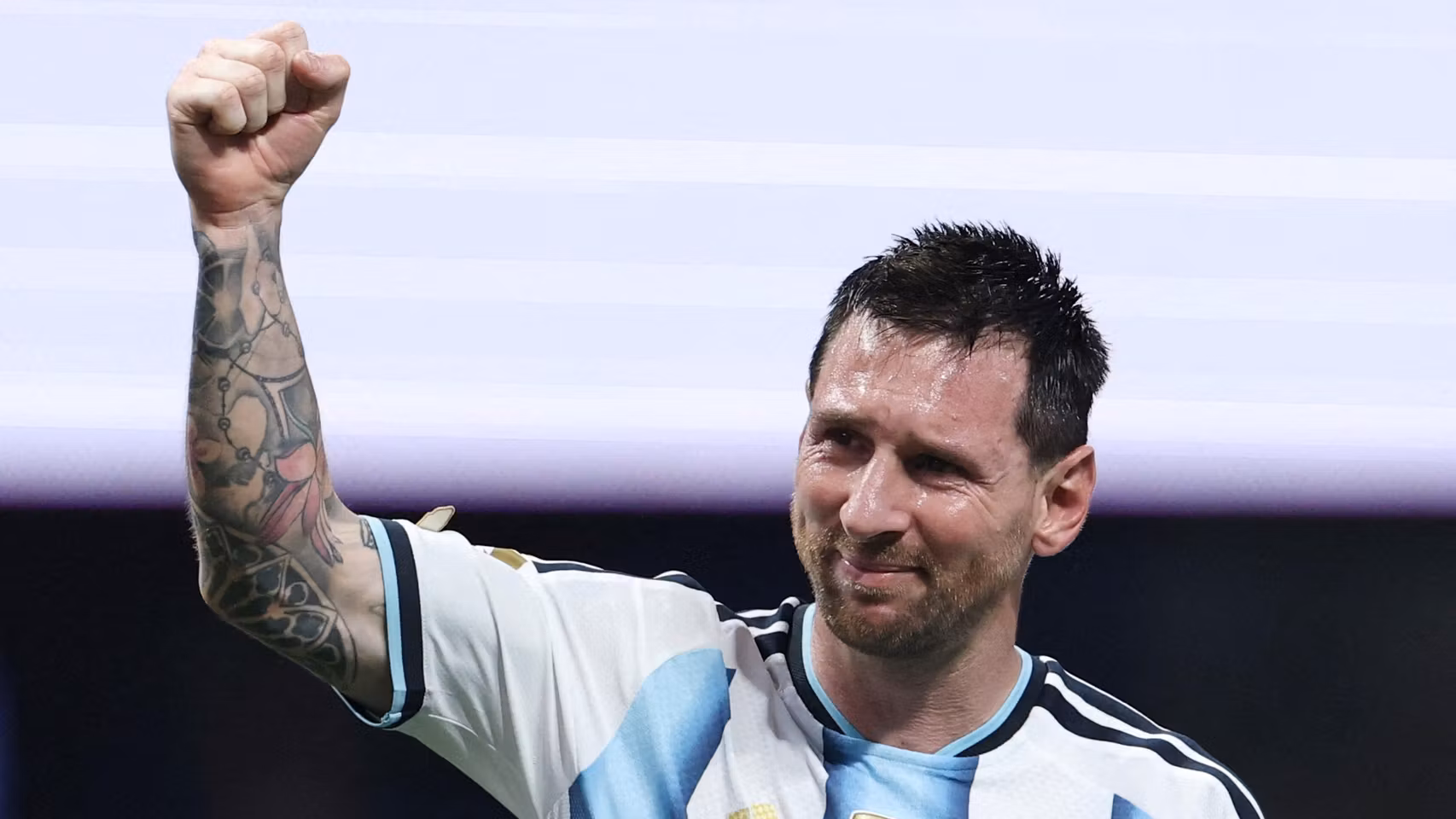 Messi en el partido de Argentina contra Egipto.