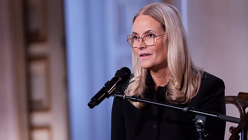 Norway's Crown Princess Mette-Marit speaks during the Fosse Lecture at the Royal Palace in Oslo, 23 April, 2026