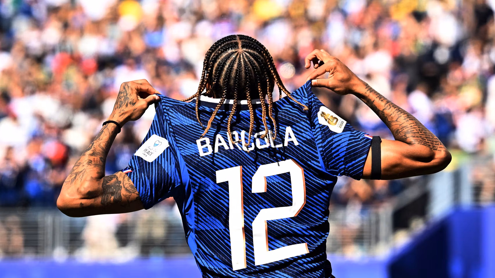 Barcola celebra su gol contra Senegal.