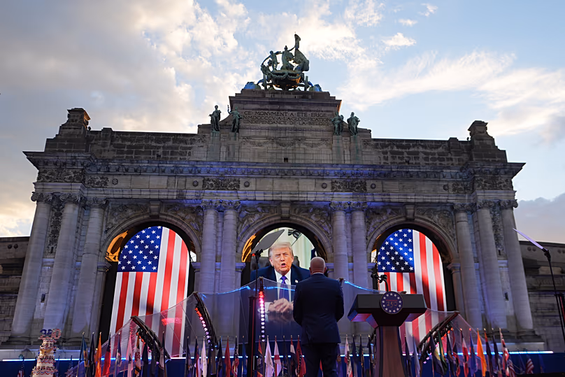 A pre-recorded address by US President Donald Trump during the America 250 event in Brussels, 28 June, 2026