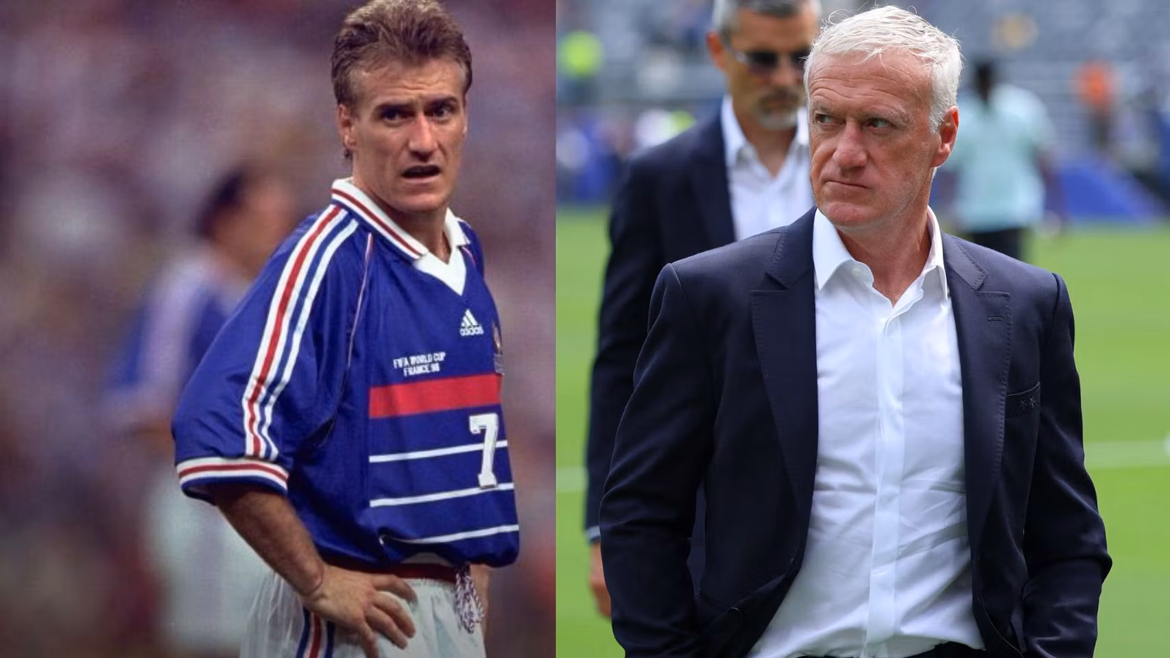 Montaje de Deschamps en su época como jugador y entrenador.