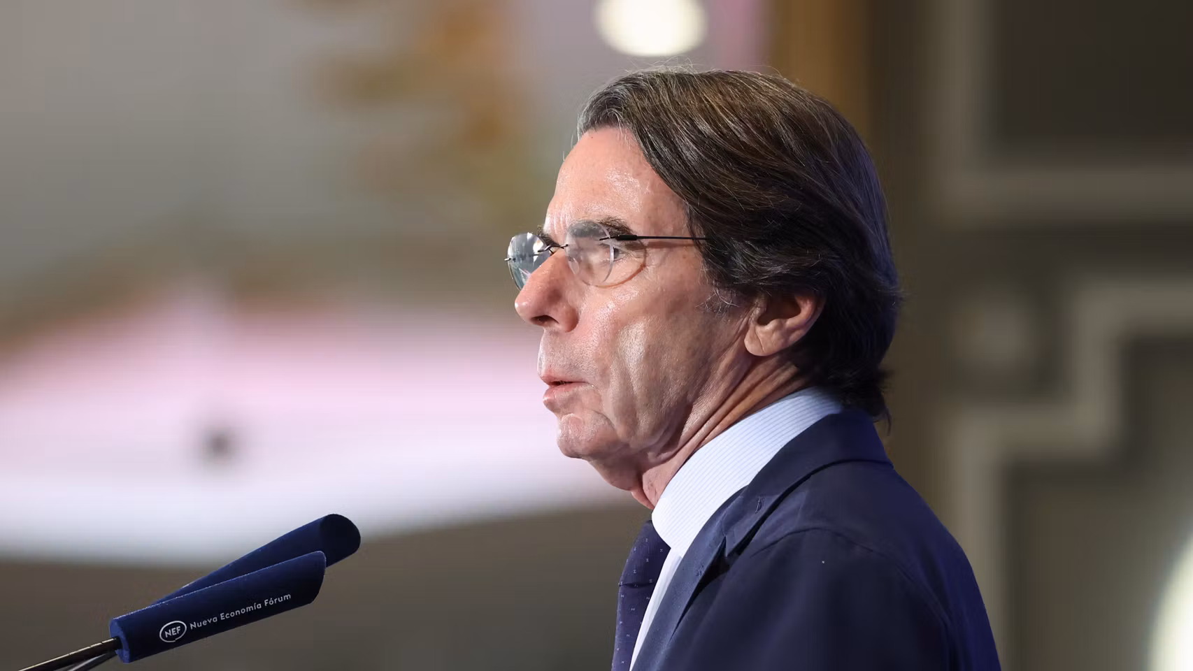 El expresidente del Gobierno, José María Aznar, durante un desayuno informativo, en el hotel Mandarin Oriental Ritz. 