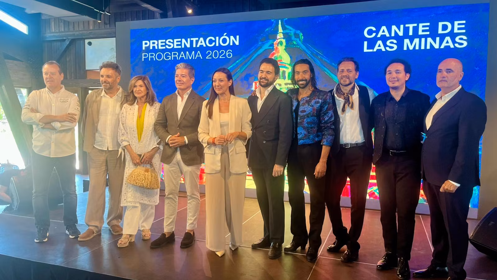 Presentación del programa 2026 del Cante de las Minas, con representantes institucionales y artistas en la puesta de largo del festival en La Unión.