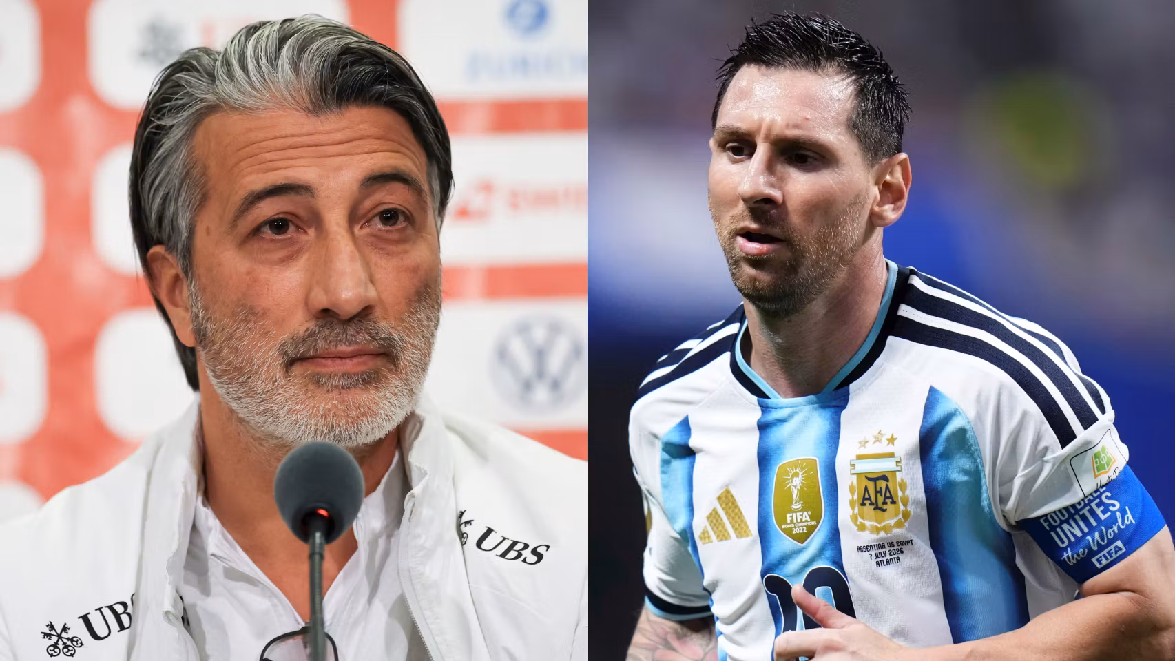 Montaje de Murat Yakin y Leo Messi