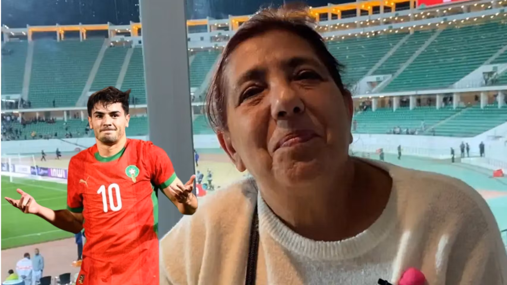 Montaje de la abuela de Brahim Díaz y el jugador.