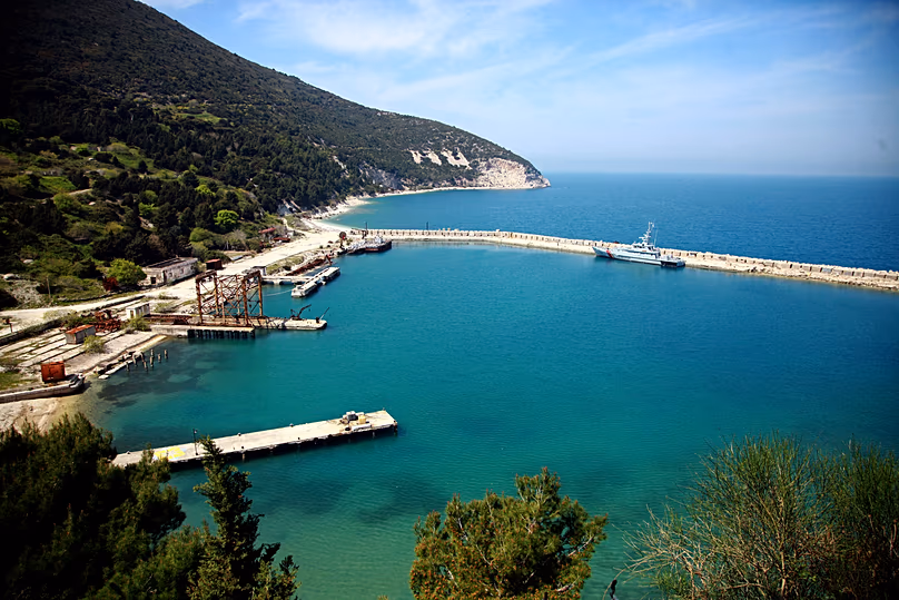 The small harbour on Sazan Island southwest of Albania's capital Tirana, 14 April, 2015