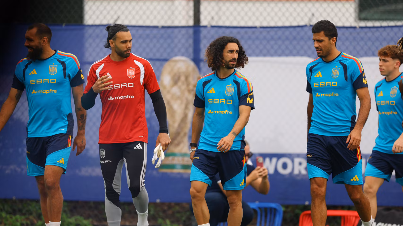 Jugadores españoles durante el entrenamiento.