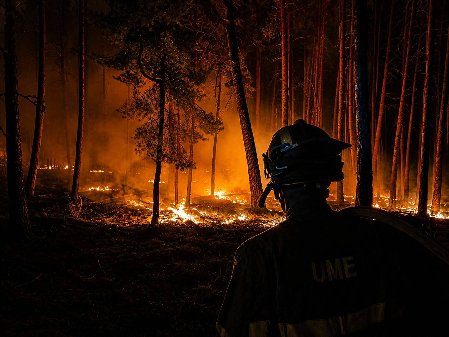 Efectivos de la UME combaten el fuego de La Mierla este martes en Guadalajara.