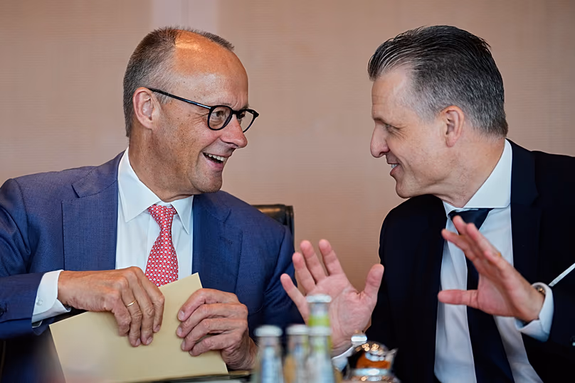 Friedrich Merz with Chancellery Minister Thorsten Frei on 15 July 2026