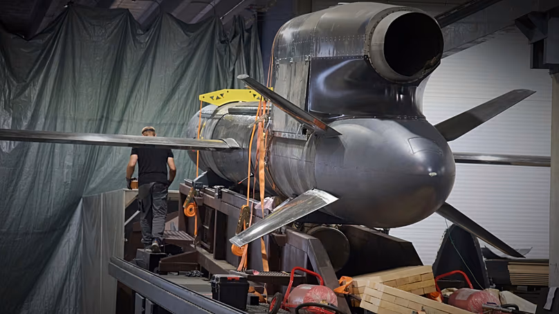 Workers inspect Flamingo missiles a Fire Point's secret factory in Ukraine on Thursday, Aug. 14, 2025.
