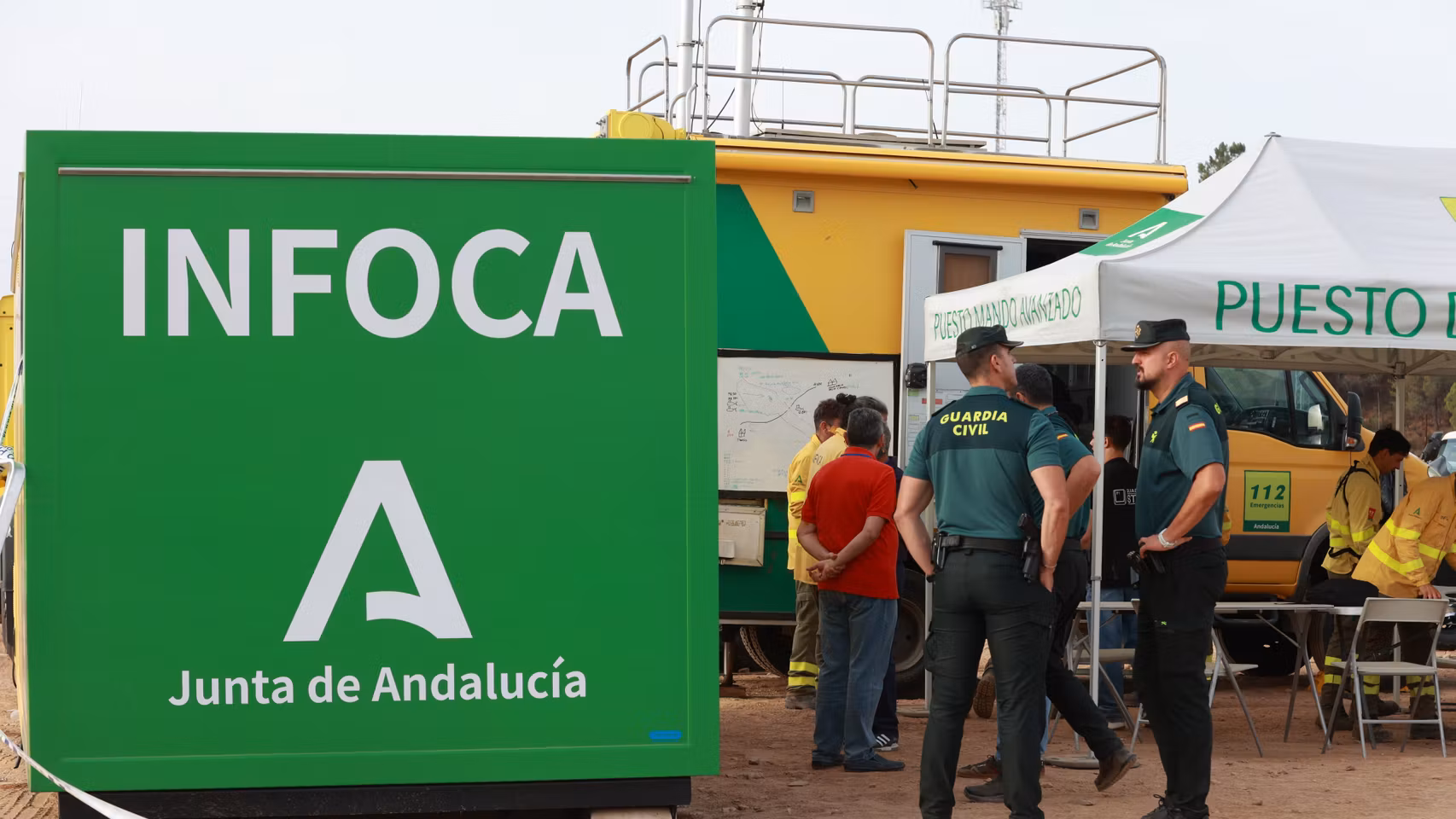 Puesto de Mando Avanzado del incendio de El Cerro de Andévalo (Huelva).