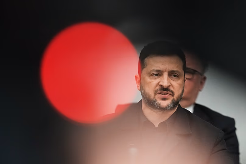 Ukraine's President Volodymyr Zelenskyy speaks during the Ukraine Defence Contact Group meeting at NATO headquarters in Brussels, 18 June, 2026