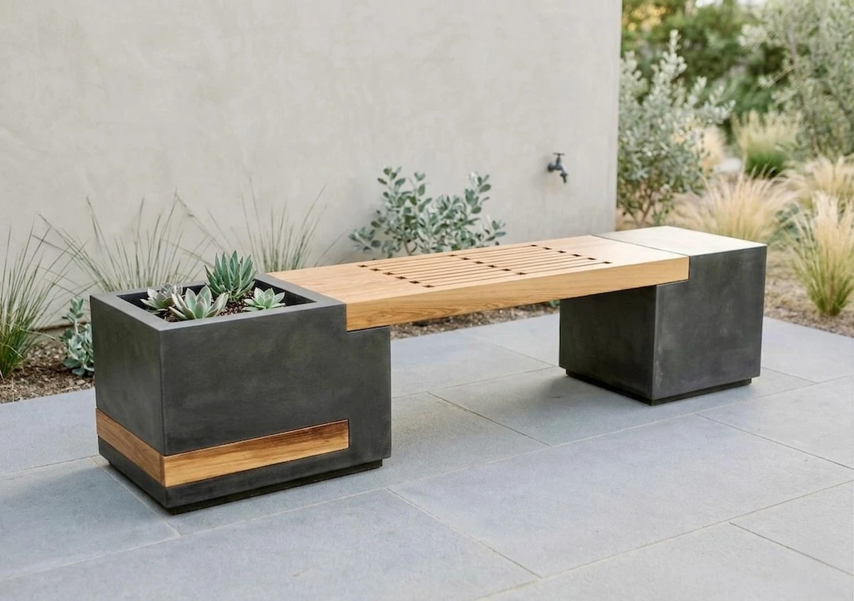 Bancos de jardín con macetas para plantas: el truco para ganar metros en tu terraza - image 1