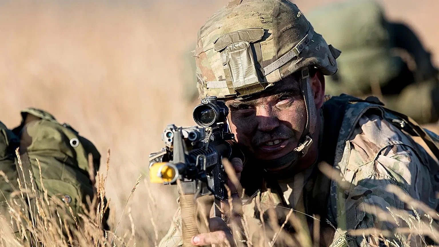 A US paratrooper near the capital of Vilnius, Lithuania, 2018.