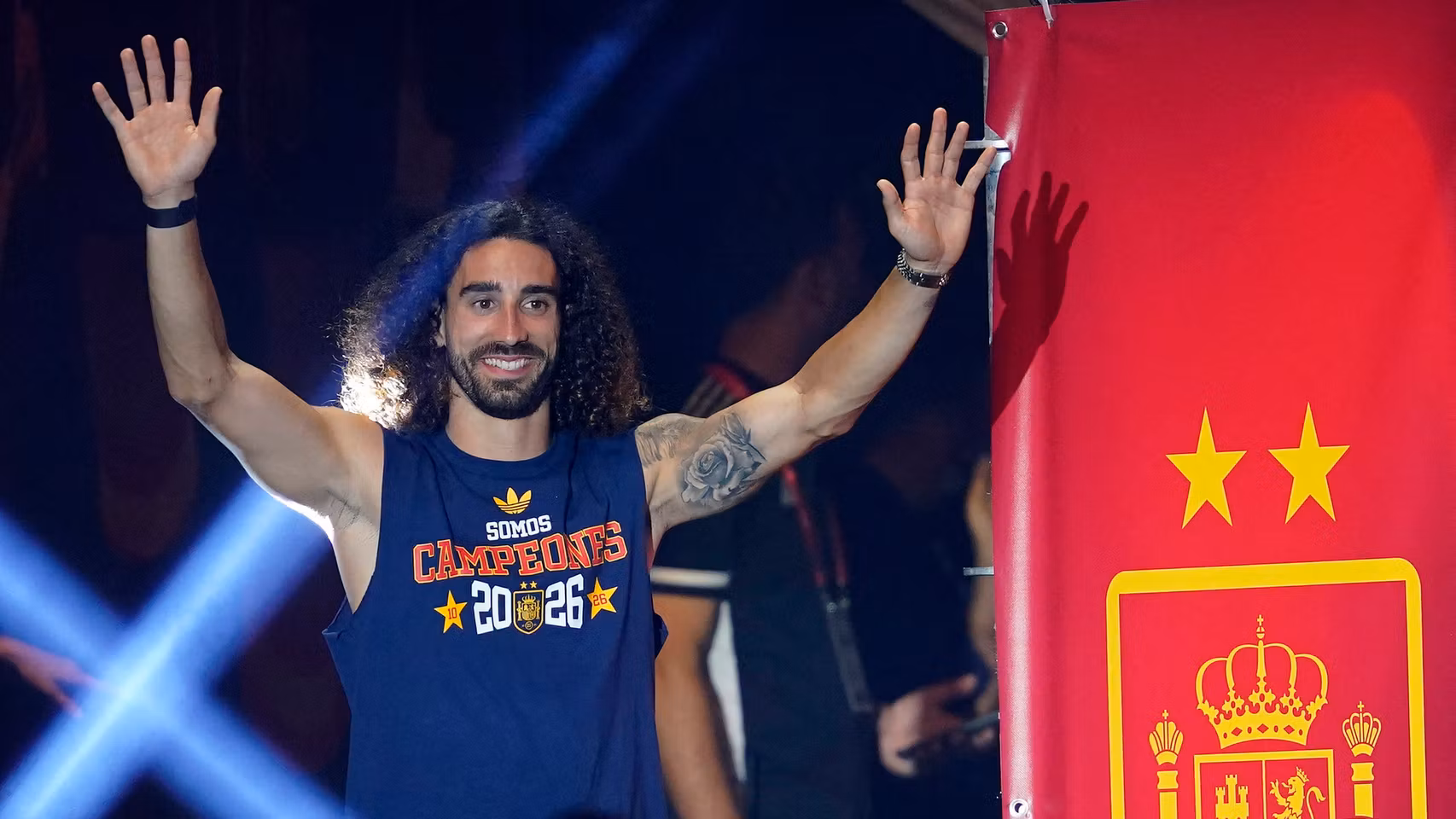 Marc Cucurella durante la celebración de la Selección. 