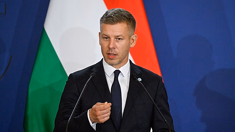 Hungary's Premier Peter Magyar attends a joint press conference, June 23, 2026. (Robert Hegedus/MTI via AP)