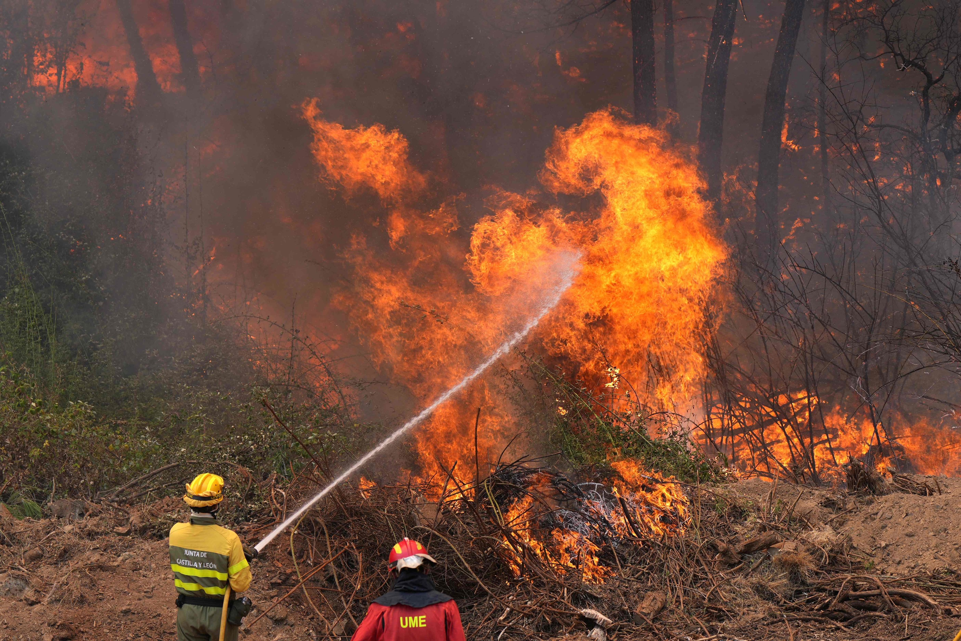 Bomberos combaten el fuego el El Tiemblo (Ávila)