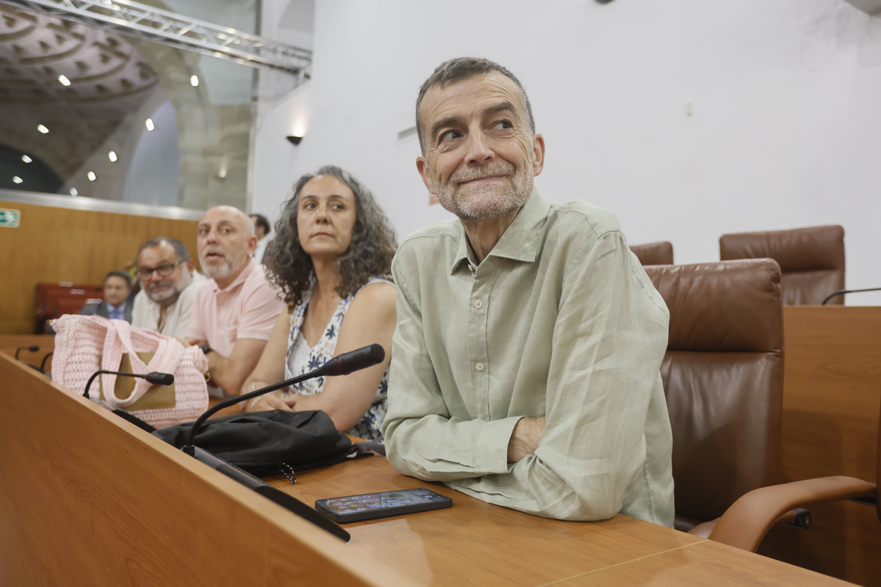 El líder de IU, Antonio Maíllo, en el Pleno de ayer en el Parlamento de Andalucía.