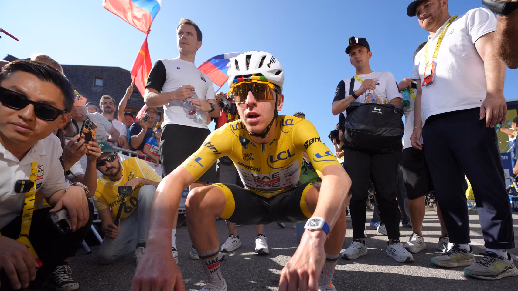 Tadej Pogacar, tras la primera etapa de Alpe D'Huez.