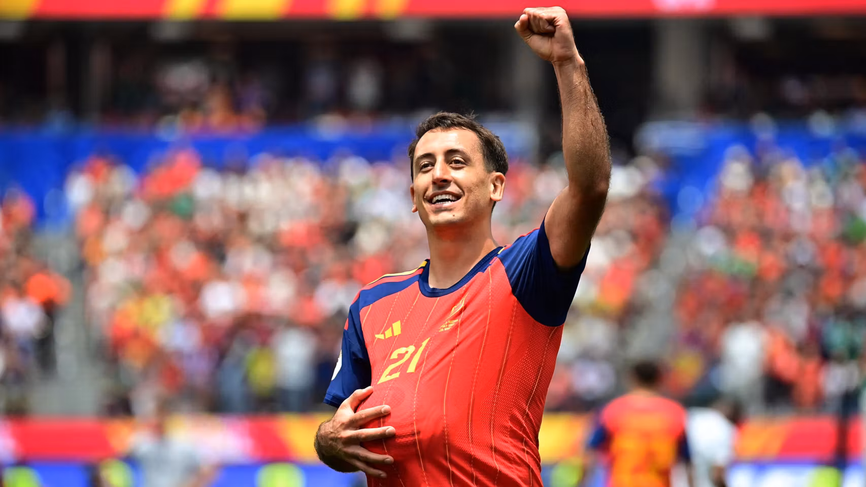 Oyarzabal celebra el gol marcado ante Austria.