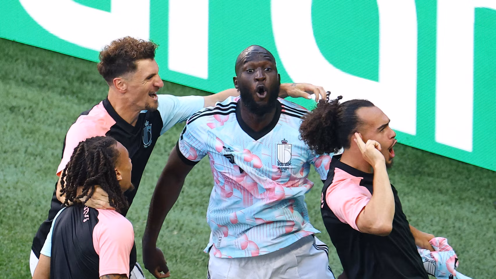 Lukaku celebrando un gol con Bélgica en el Mundial.