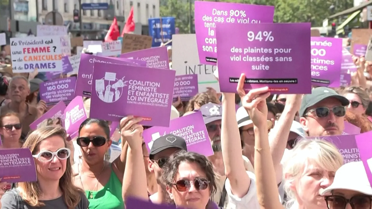 A demonstration against gender-based and sexual violence sets off from Place de la Bastille in Paris, France, 4 July, 2026.