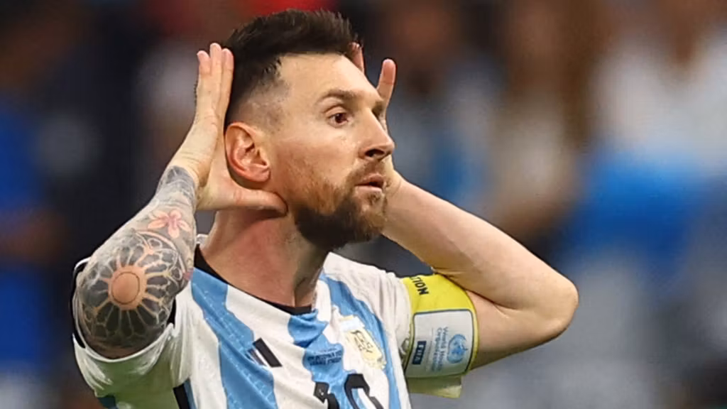 Messi celebra su gol ante Países Bajos.