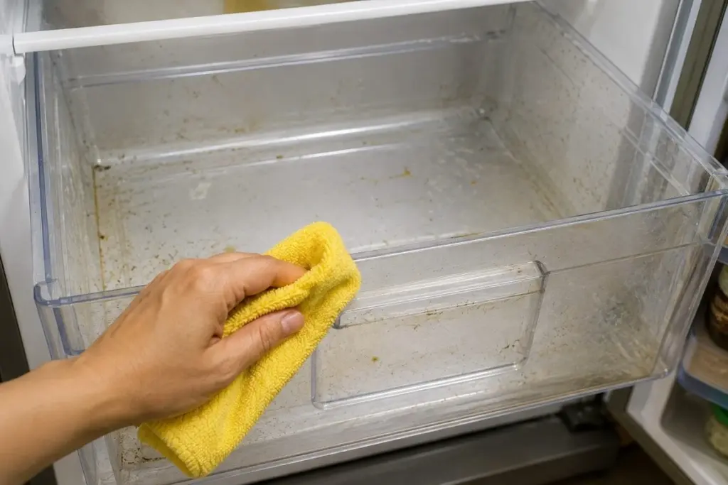Cajones amarillos en el refrigerador: el truco del bicarbonato de sodio los deja nuevos