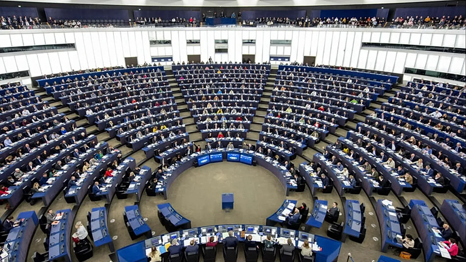 The hemicycle of the European Parliament.