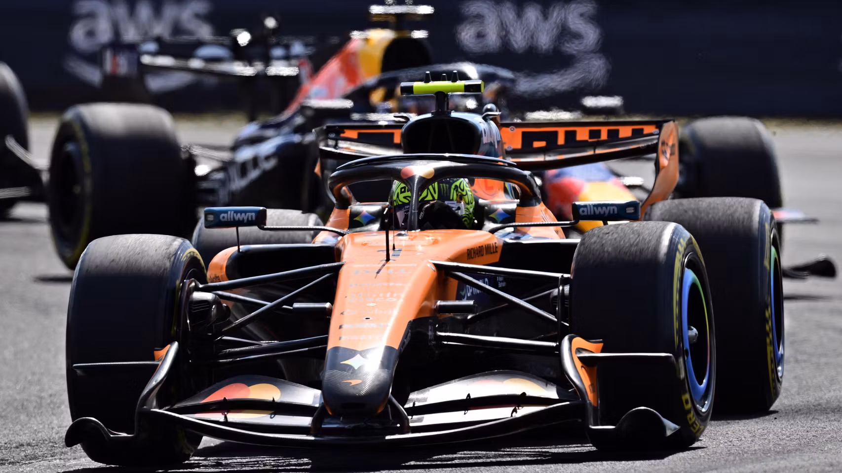 Lando Norris, por delante de Verstappen en el GP de Hungría.
