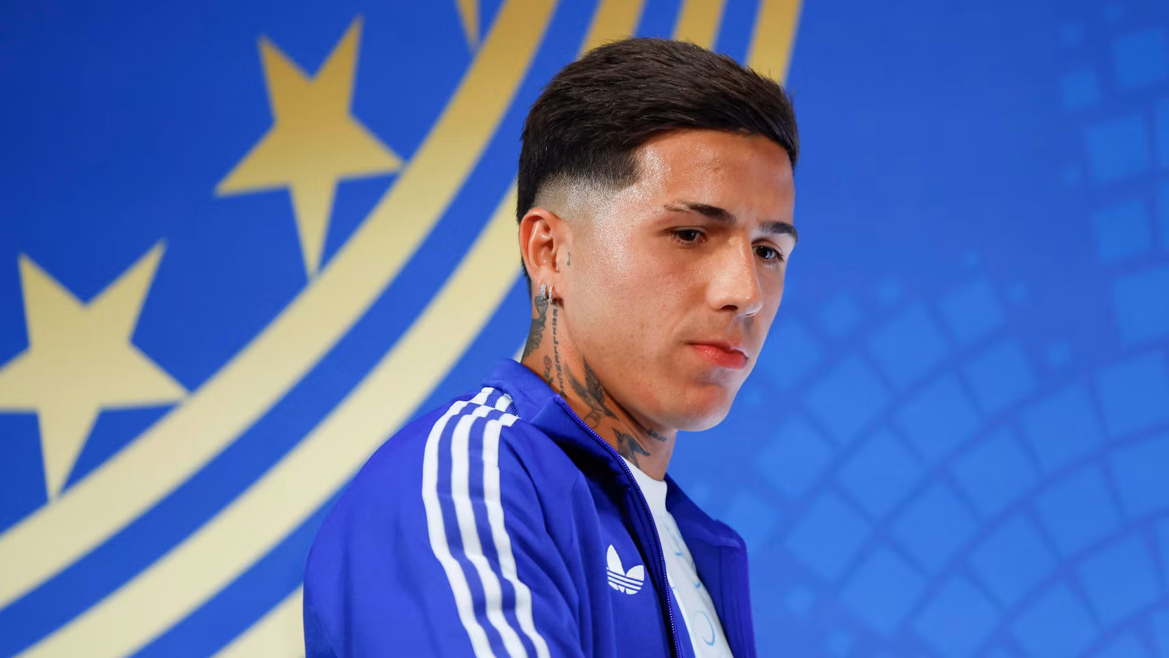 Enzo Fernández, en rueda de prensa con Argentina.