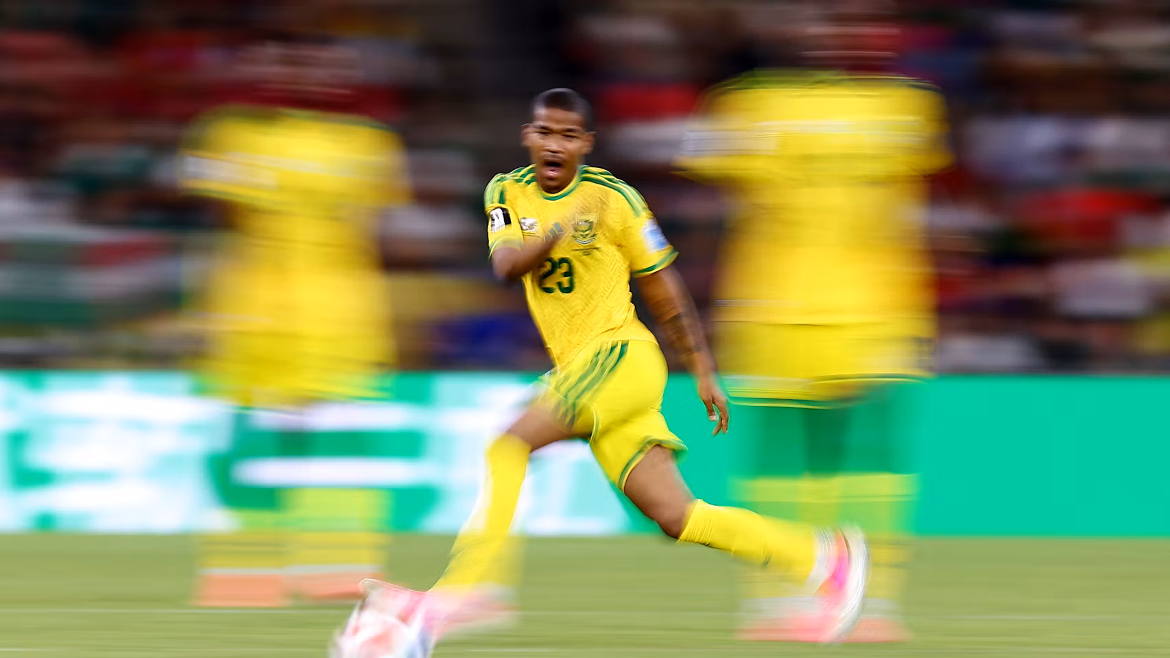 Jayden Adams, con la selección de Sudáfrica durante el Mundial.
