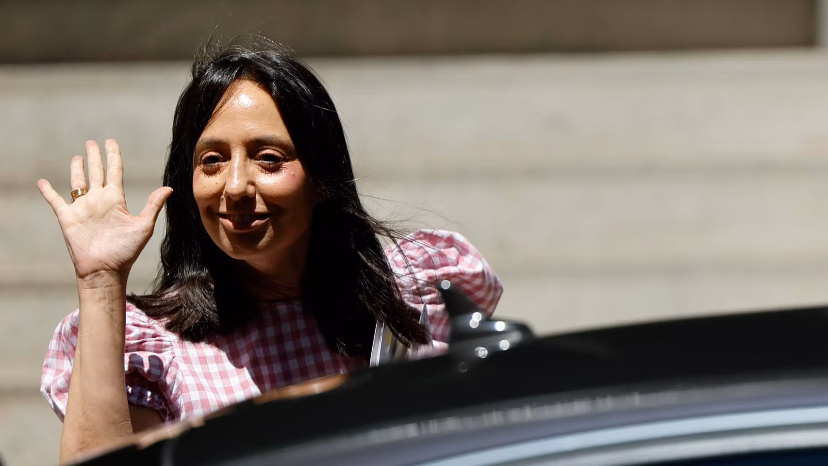 Mercedes González, este viernes a su salida de la Audiencia Nacional./