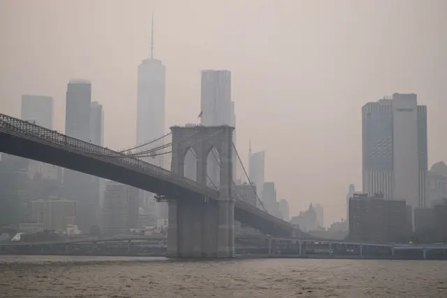 Una vista panorámica de Nueva York que muestra la mala calidad del aire
