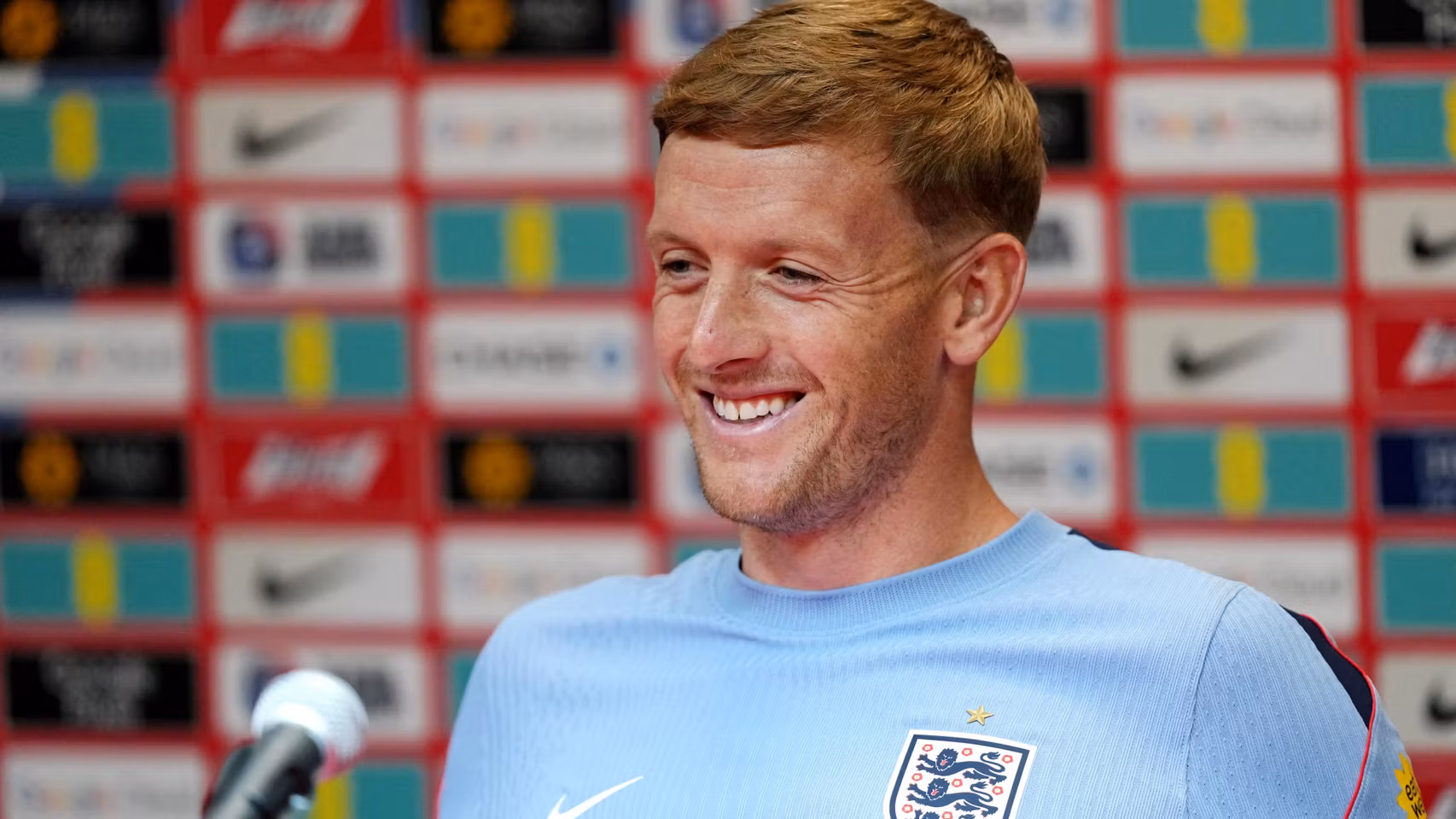 Jordan Pickford, en rueda de prensa durante el Mundial.