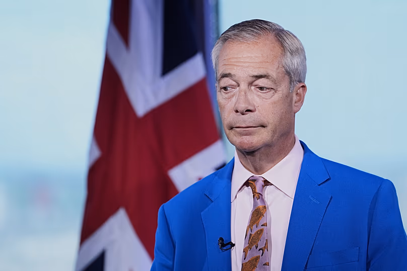 Reform UK leader Nigel Farage looks on as he makes a statement to the media at the party headquarters in Millbank, 7 July, 2026