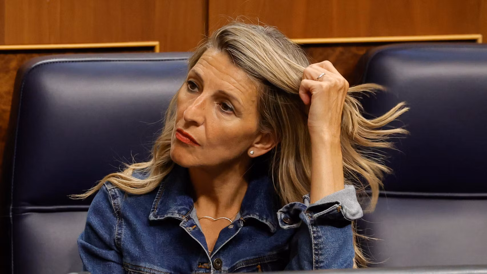 La ministra de Trabajo, Yolanda Díaz, este jueves durante el último pleno en el Congreso del curso político.