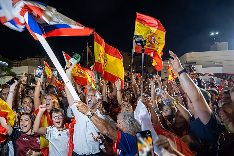 British and Spanish nationals celebrate passport-free travel between Gibraltar and Spain in La Línea de la Concepción, 15 July, 2026
