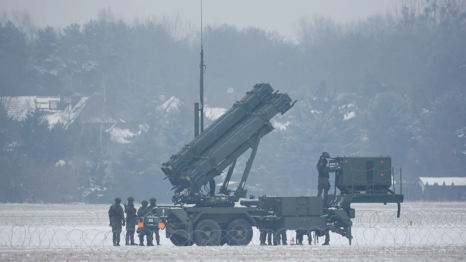 Patriot missile launchers acquired from the US deployed in Warsaw, 6 February, 2023