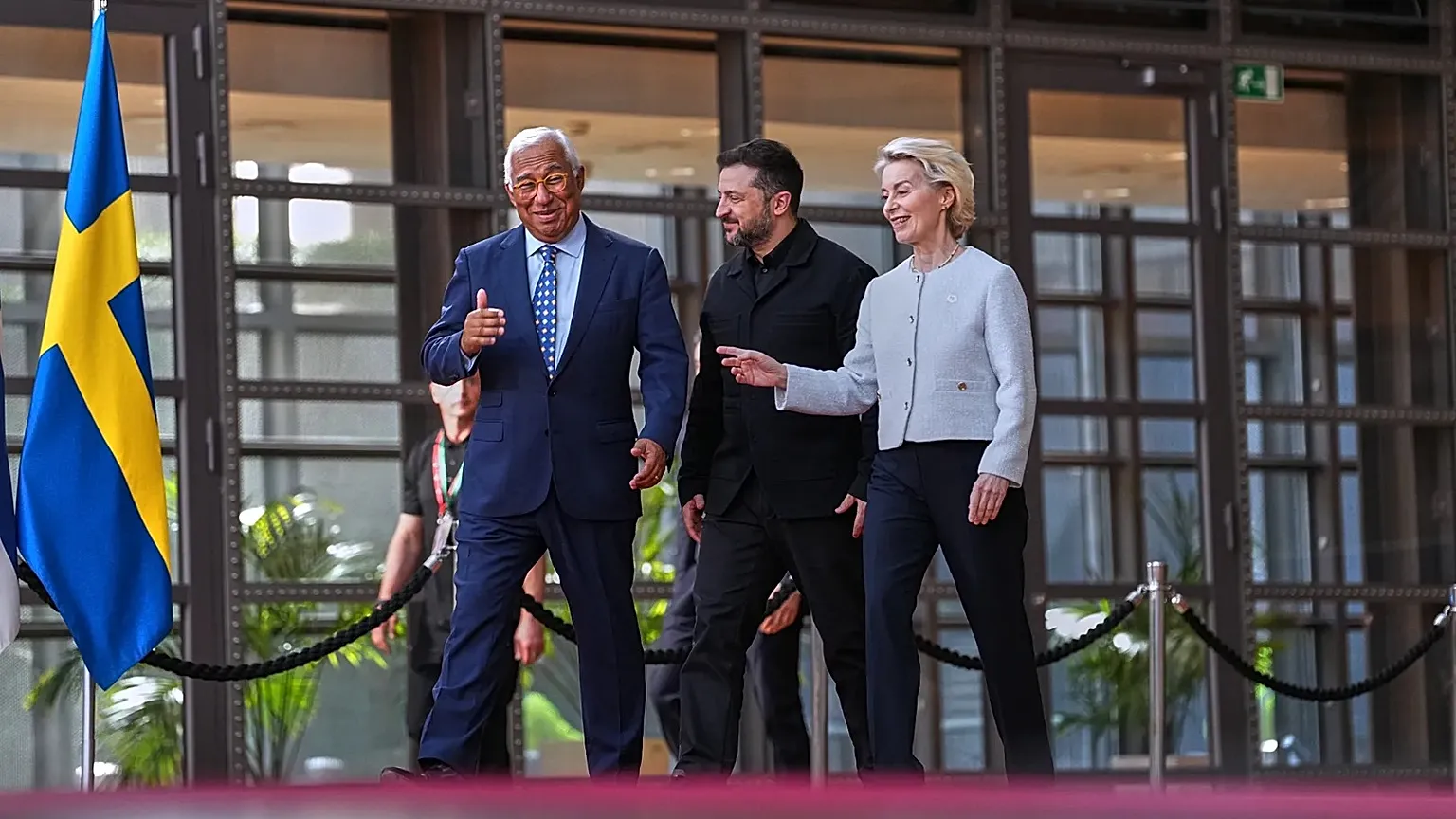 European Council President Antonio Costa, Ukraine's President Volodymyr Zelenskyy and European Commission President Ursula von der Leyen in Brussels, 18 June, 2026.
