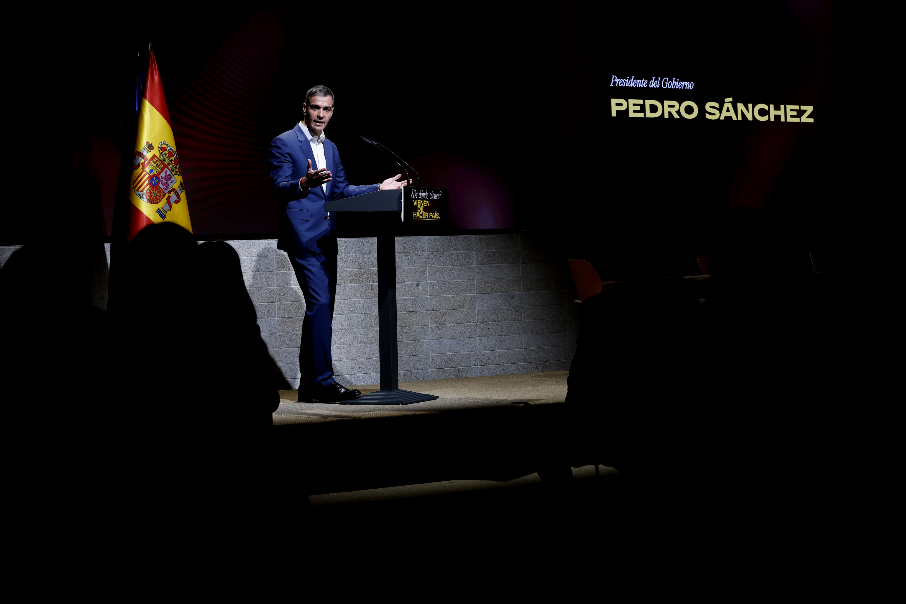 El presidente del Gobierno, Pedro Sánchez, durante la presentación este martes del Plan de Integración y Ciudadanía y de la campaña institucional '¿De dónde vienen? Vienen de hacer país'