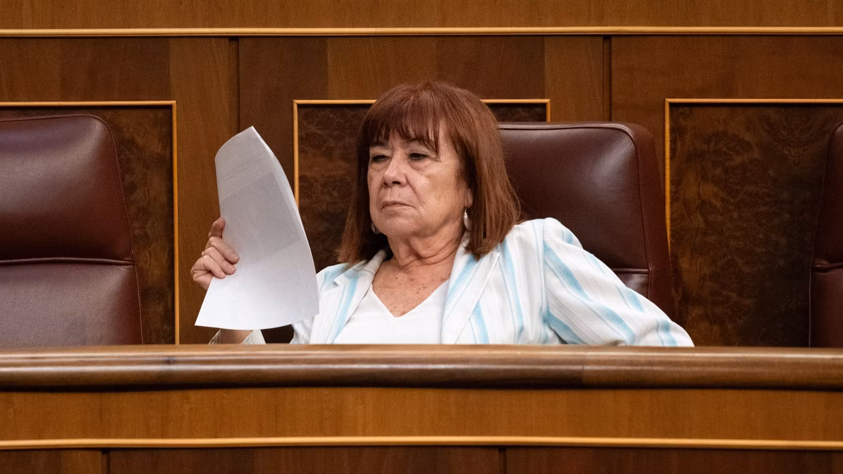 La presidenta del PSOE, Cristina Narbona, en el Congreso de los Diputados, el pasado 10 de junio.