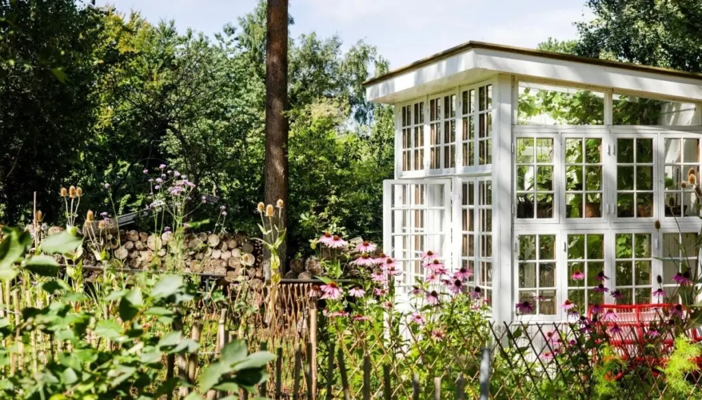 Invernadero con ventanas viejas: el truco de Helle Damgaard para ahorrar cientos